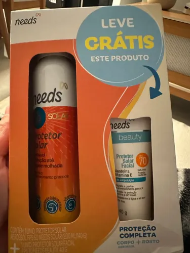 Kit protetor solar Needs Fps70 facial+ Fps50 corporal aerososol
