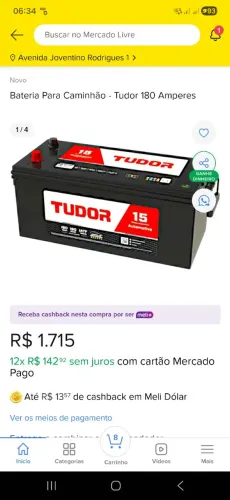Bateria tudor 180 somente a base de troca e usada boa