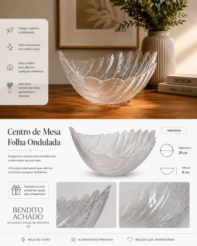 Centro de mesa folha transparente 