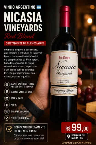 Nicasia Vineyards Red Blend 2025 - Importado da Argentina ?