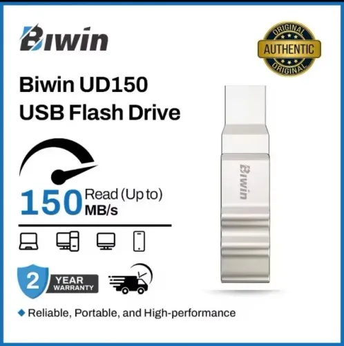 Pen Drive 128GB Biwin USB 3.0 USB-C + USB-A Velocidade 150mb/s (Lacrado)