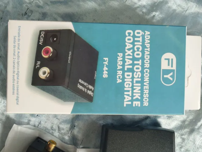Adaptador conversor óptico tozlink e coaxial digital para RCA