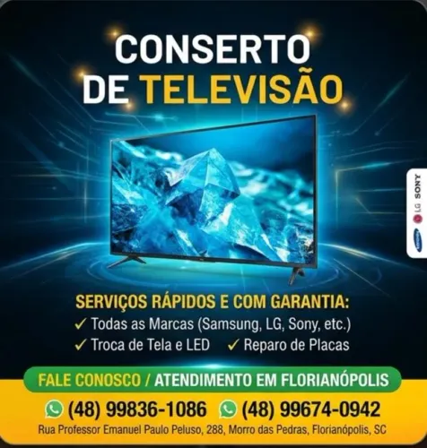 Conserto de TV - qualquer marca e modelo. Sul da ilha.