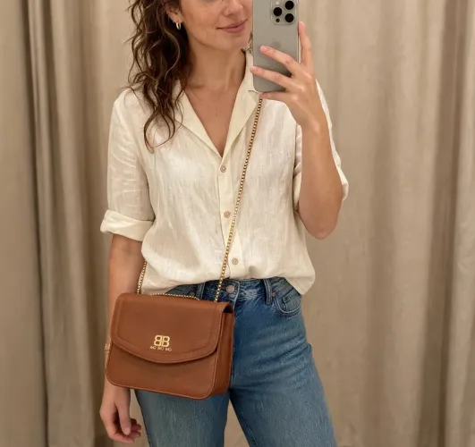 Promoção! Bolsa Feminina Alça Dourada Caramelo Tam. 21x16x7,5 | NOVO | Retirada