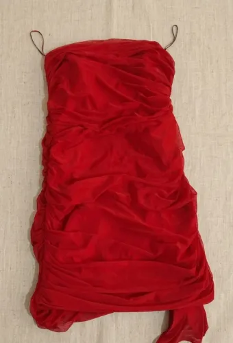 Vestido Tubinho Drapeado / Franzido Vermelho Tamanho P