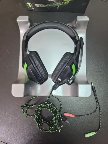 Fone Headset Gamer Harve P2 Stereo Preto/Verde Warrior - PH298