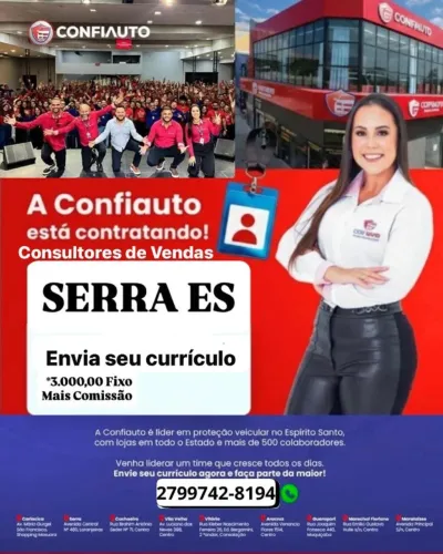 Você que tem objetivos de crescimento, envia seu currículo para Confiauto