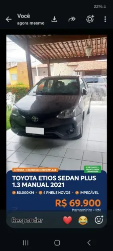 Toyota Etios X Plus Sedan 1.5 Flex 16V 4P Mec. 2021