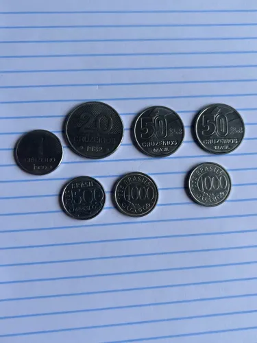 Moedas antigas cruzeiros 1,20,50,500 e 1000