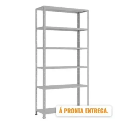 prateleira de ferro cinza com 6 bandejas
