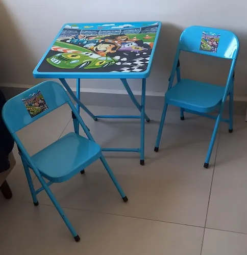 Conjunto mesa cadeira aço infantil