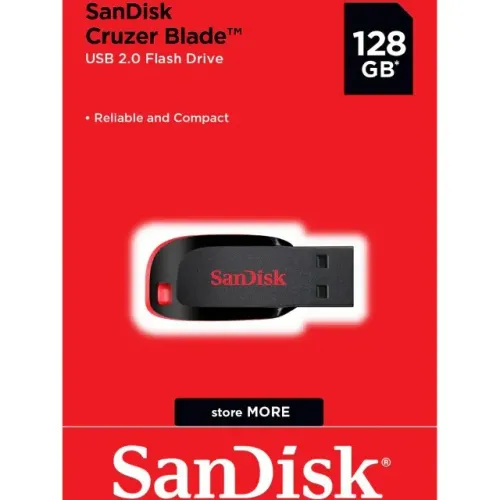Pen Drive 128gb USB 2.0 Cruzer Blade SanDisk - Pendrive Loja Coimbra Computadores Entrega