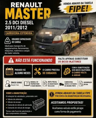 Renault Master 2.5 DCI Chassi 16V 115cv Diesel 2012
