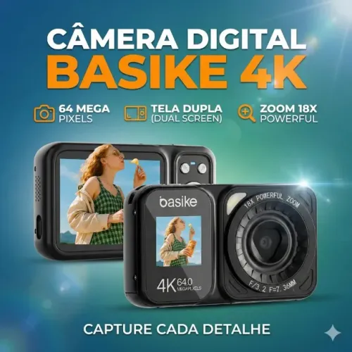 Câmera Digital BA-CAM215 4K 64.0 Megapixels com Zoom 18X e Tela de 3.2 Polegadas