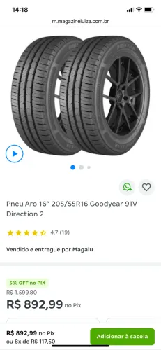 Pneus Aro 16? 205/55 R16 Goodyear Direction 91V 