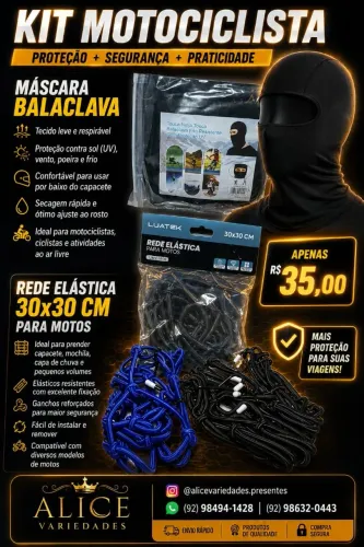 Balaclava e rede para capacete 