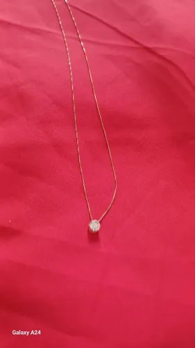 Cordão veneziano com ponto de luz ouro 18k