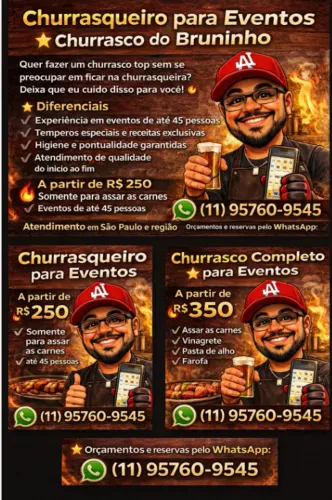 Churrasqueiro para Eventos - Churrasco do Bruninho