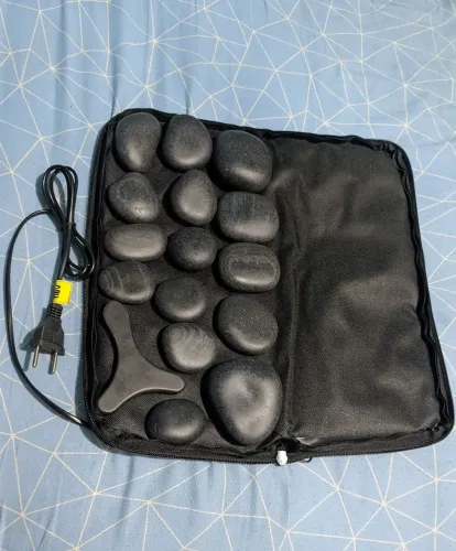 Kit 15 Pedras Quentes Vulcânica + Bolsa Térmica + Pantala