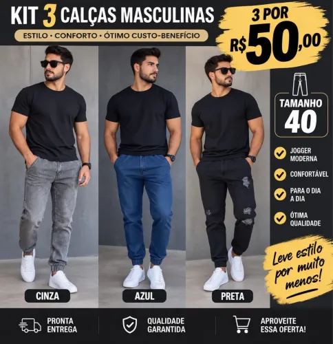 3 Calças Jogger Promoção