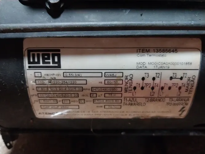 Motor weg 1/3 cv 3600 rpm monofazico
