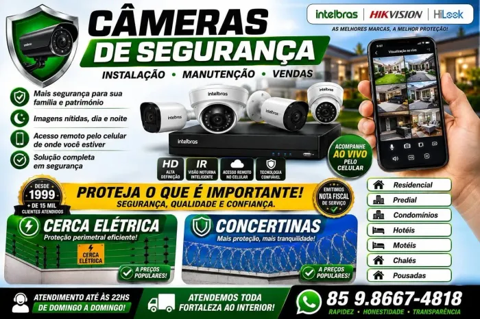 Instalação, Manutenção, Vendas de Câmeras de Segurança