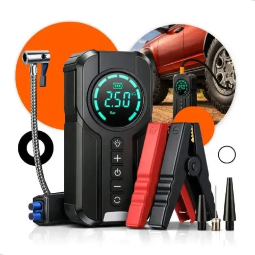 Auxiliar Partida Bateria Compressor Ar Emergência Portátil 10000mah Veicular