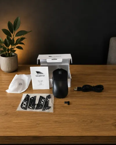 Mouse gamer sem fio Smailwolf RS7 Tri-Mode Preto Lacrado