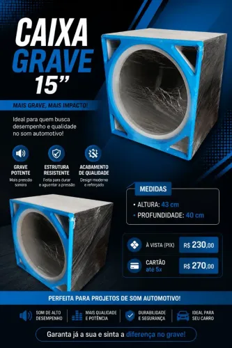 Caixa Grave Frontal 15 Polegadas | Caixa para Som Automotivo 15" | Nova