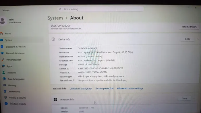 HP ProBook 445 G7 Ryzen 7 | 16GB RAM | SSD 256GB