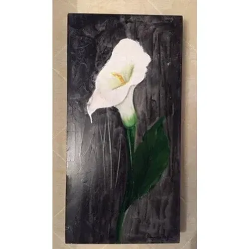 Pintura óleo sobre tela - motivo: flor copo de leite