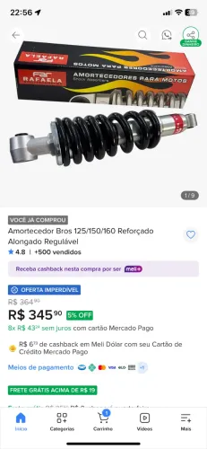 Amortecedor alongado e reforçado bros 