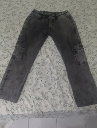 Calça Cargo Cinza Estilo Jeans com Elastano Tam. M (Nova)