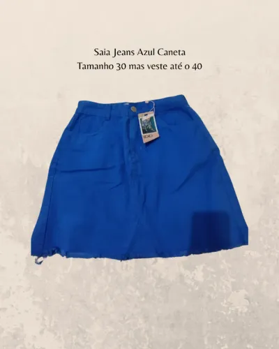 saia jeans azul caneta - tamanho 38 mas veste até o 40