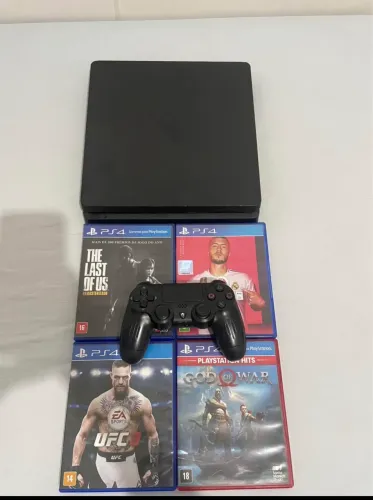PS4 Slim 1TB + 4 JOGOS + CONTROLE