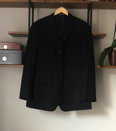 Blazer/Paletó Scuzzatti risca de giz preto 56