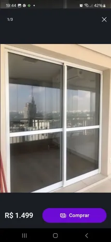 Porta balcão em alumínio branco 
