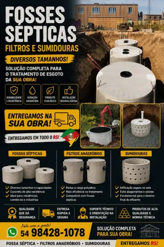 FOSSE SÉPTICA SUMIDOURA FILTROS, ENTREGAMOS TODO RS