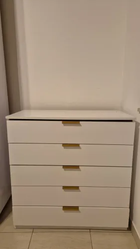 Cômoda Branca 5 Gavetas com Colmeia Organizadora