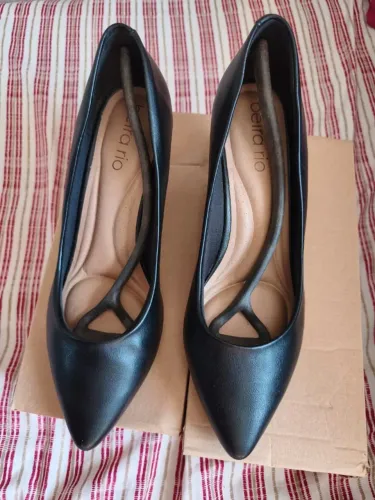 Sapato Scarpin Preto Salto Baixo Beira Rio Conforto - Tam 39