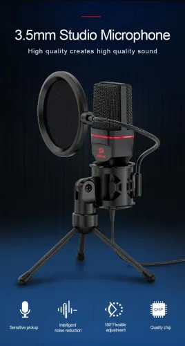 Microfone Redragon GM100 + Adaptador USB | Podcast, Lives e Aulas Online