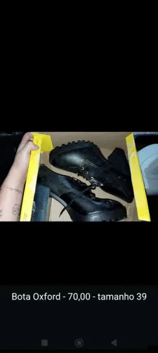 Bota Oxford - Preta Salto alto