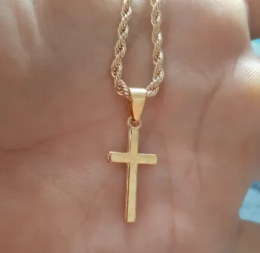 Colar de Cruz Dourada folheado a ouro 18k 