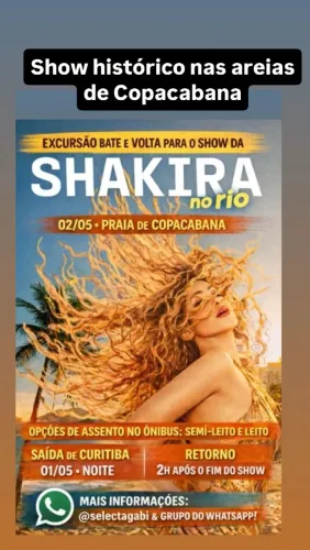 Excursão Show da Shakira em Copacabana/RJ
