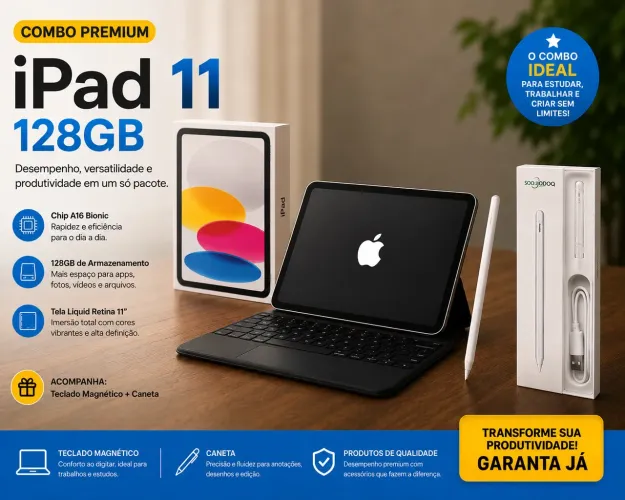 iPad 11 128gb + teclado magnético + caneta garantia Apple