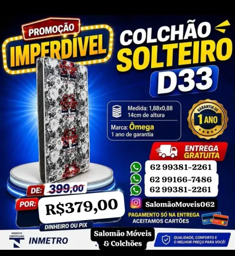 Colchão solteiro D-33 na Promoção 379,00 Entrega Grátis