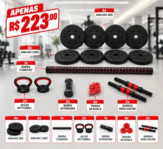 Kit de treino completo, motivo da venda, não tenho tempo pra usar nunca foi usado