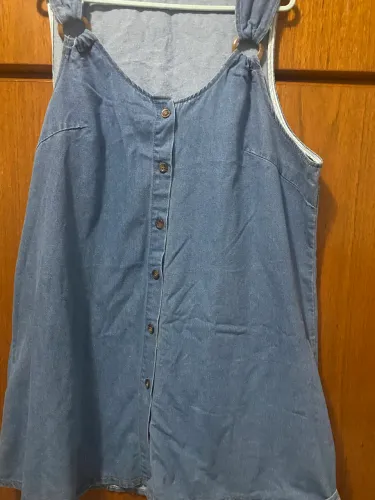 Vestido Jeans Feminino Plus Size G2 Azul com Botões