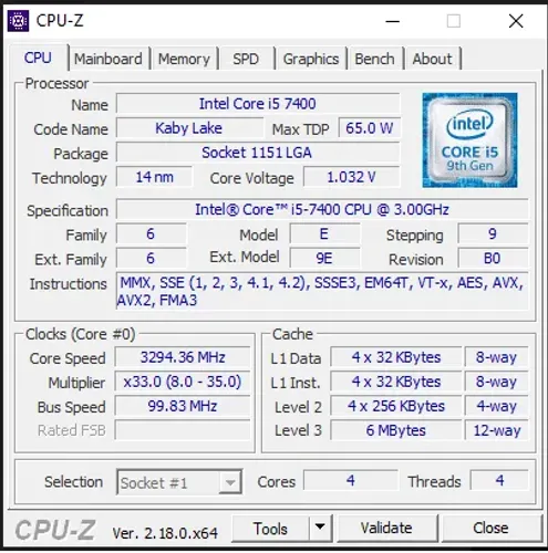 Processador Intel Core i5 - 7400 - 7ª Geração