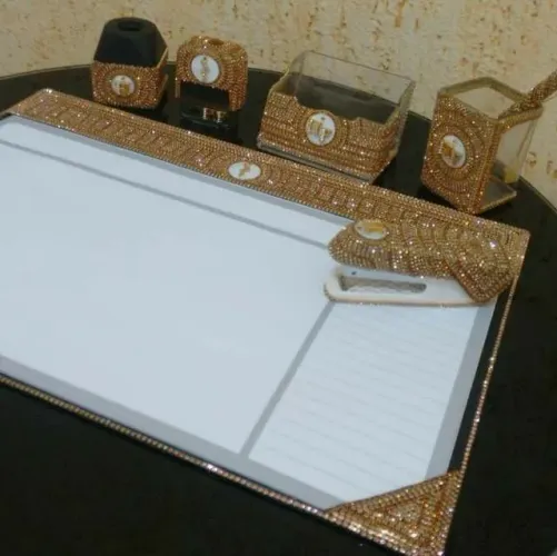 Kit escritório cabimbo caneta calculdora prancheta